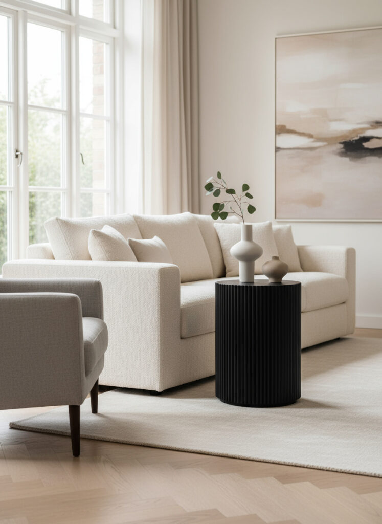 Keel Side Table Black in a living room